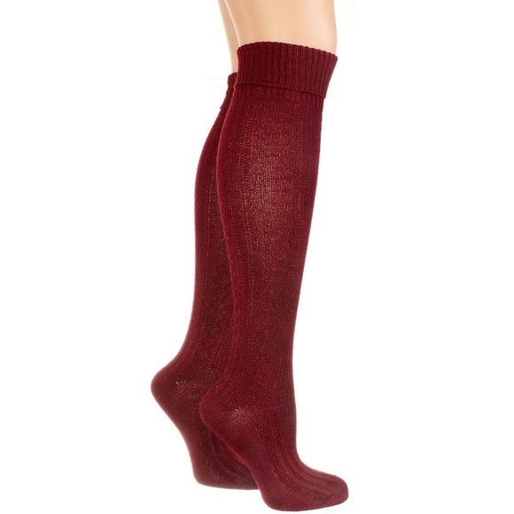 NEW Crimson & Clover Knee High Socks Boho Boot Red Maroon Burgundy Goth Grunge - Picture 2 of 3